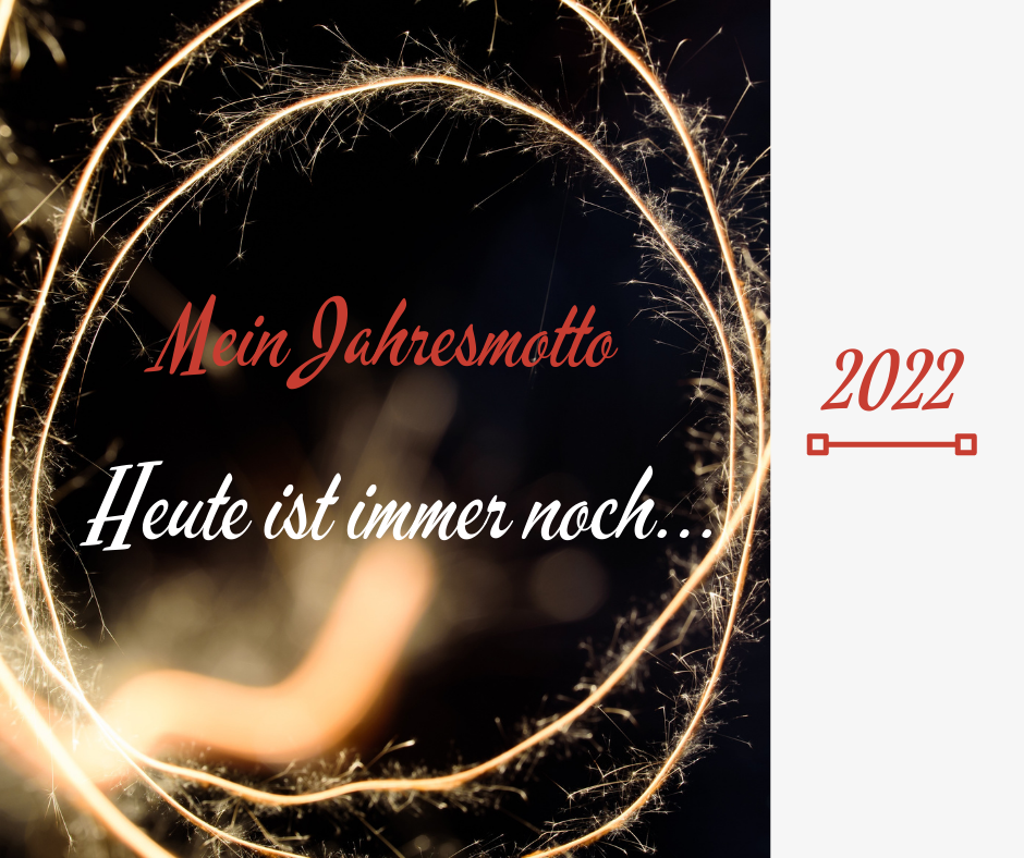Bild mit einerm Lichtring, in dem steht: Mein Jahresmotto: Heute ist immer noch. Danaben steht die Jahreszahl 2022
Kanzleiprofiling Jahresrückblog 2021